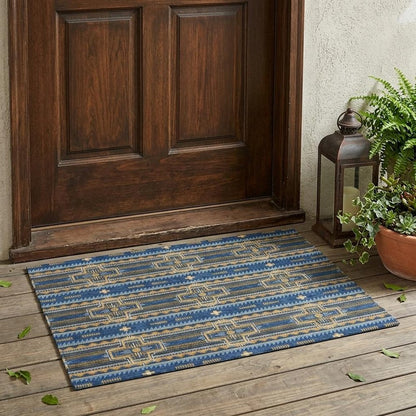 3' X 5' Navy Blue And Coral Tribal Washable Indoor Outdoor Area Rug HomeRoots