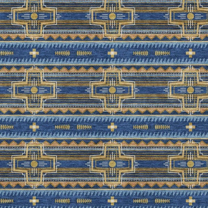 10' X 14' Navy Blue And Coral Tribal Washable Indoor Outdoor Area Rug HomeRoots