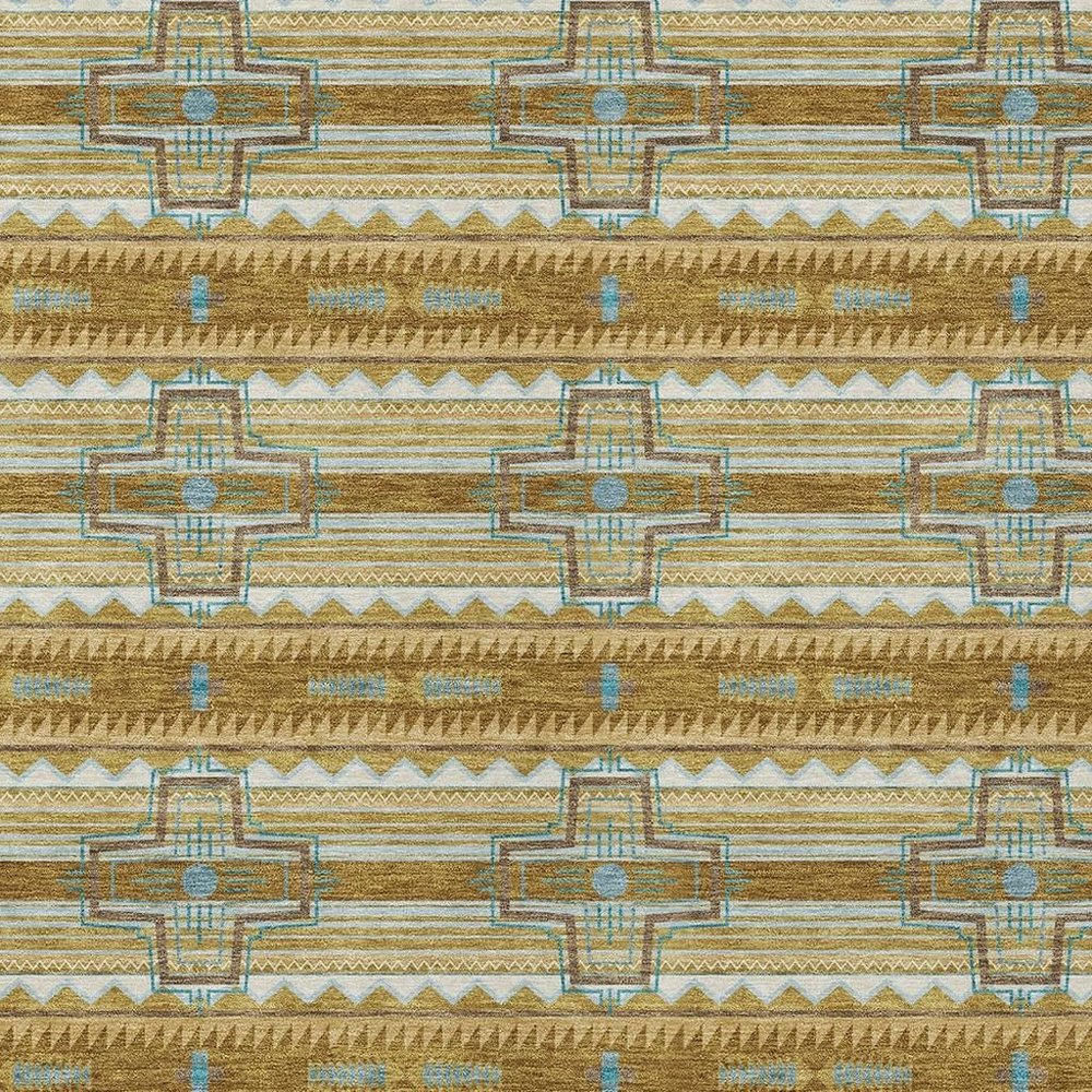 3' X 5' Walnut And Graphite Tribal Washable Indoor Outdoor Area Rug