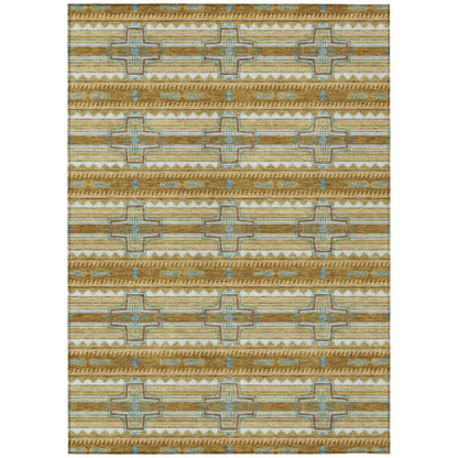 3' X 5' Walnut And Graphite Tribal Washable Indoor Outdoor Area Rug HomeRoots