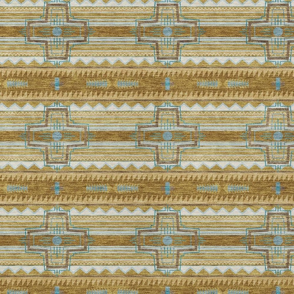 5' X 8' Walnut And Graphite Tribal Washable Indoor Outdoor Area Rug — view 4