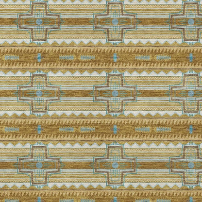 5' X 8' Walnut And Graphite Tribal Washable Indoor Outdoor Area Rug HomeRoots