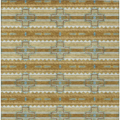 5' X 8' Walnut And Graphite Tribal Washable Indoor Outdoor Area Rug HomeRoots