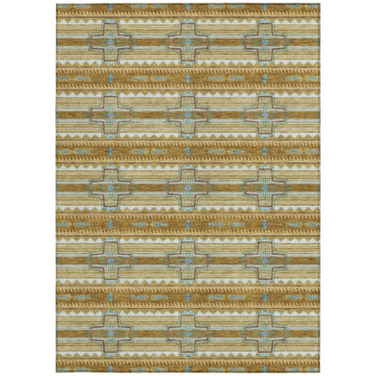5' X 8' Walnut And Graphite Tribal Washable Indoor Outdoor Area Rug HomeRoots