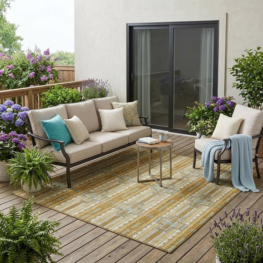 5' X 8' Walnut And Graphite Tribal Washable Indoor Outdoor Area Rug — view 7