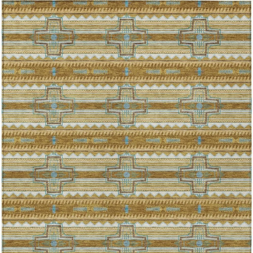 10' X 14' Walnut And Graphite Tribal Washable Indoor Outdoor Area Rug — view 5