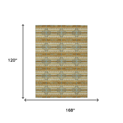 10' X 14' Walnut And Graphite Tribal Washable Indoor Outdoor Area Rug HomeRoots