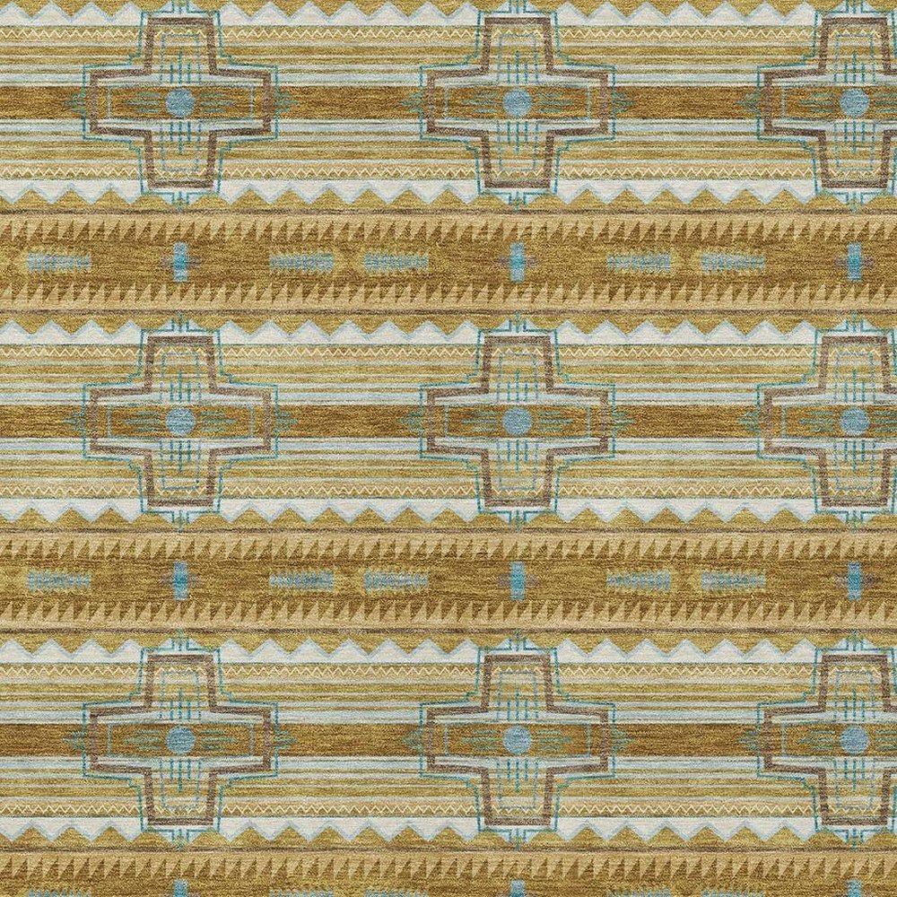 10' X 14' Walnut And Graphite Tribal Washable Indoor Outdoor Area Rug