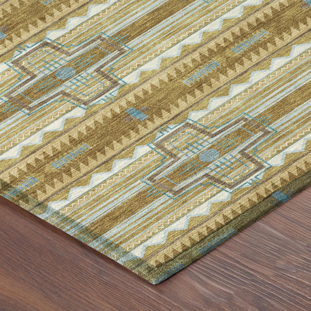 10' X 14' Walnut And Graphite Tribal Washable Indoor Outdoor Area Rug — view 2