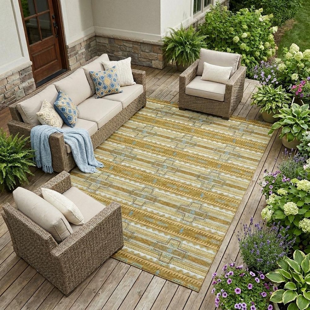 10' X 14' Walnut And Graphite Tribal Washable Indoor Outdoor Area Rug HomeRoots