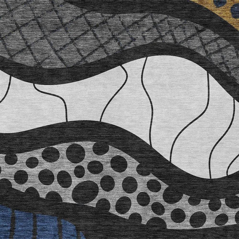 5' X 8' Black And Khaki Abstract Washable Indoor Outdoor Area Rug HomeRoots