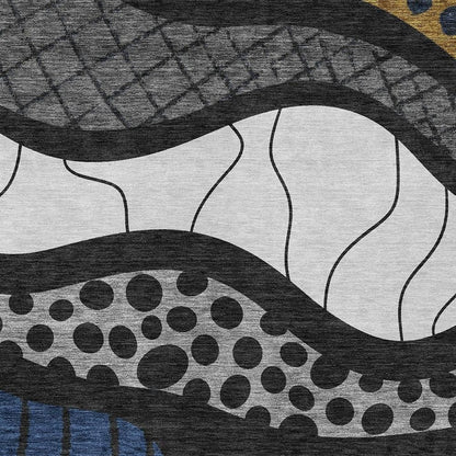 5' X 8' Black And Khaki Abstract Washable Indoor Outdoor Area Rug HomeRoots