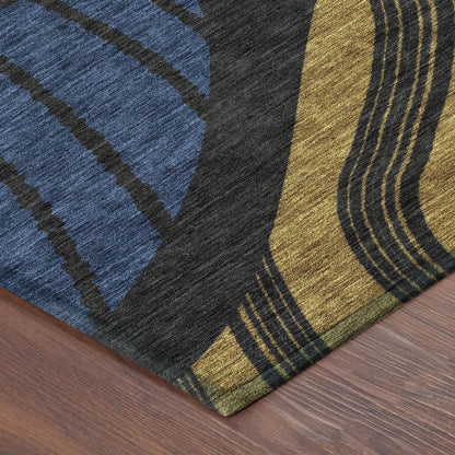 5' X 8' Black And Khaki Abstract Washable Indoor Outdoor Area Rug HomeRoots