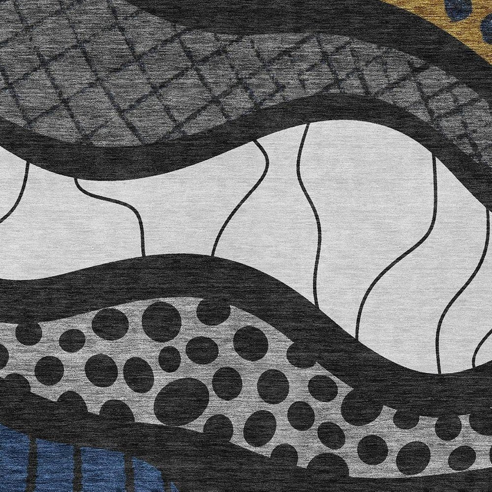 8' X 10' Black And Khaki Abstract Washable Indoor Outdoor Area Rug HomeRoots