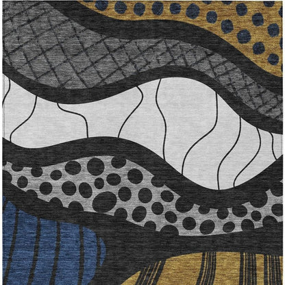 10' X 14' Black And Khaki Abstract Washable Indoor Outdoor Area Rug HomeRoots