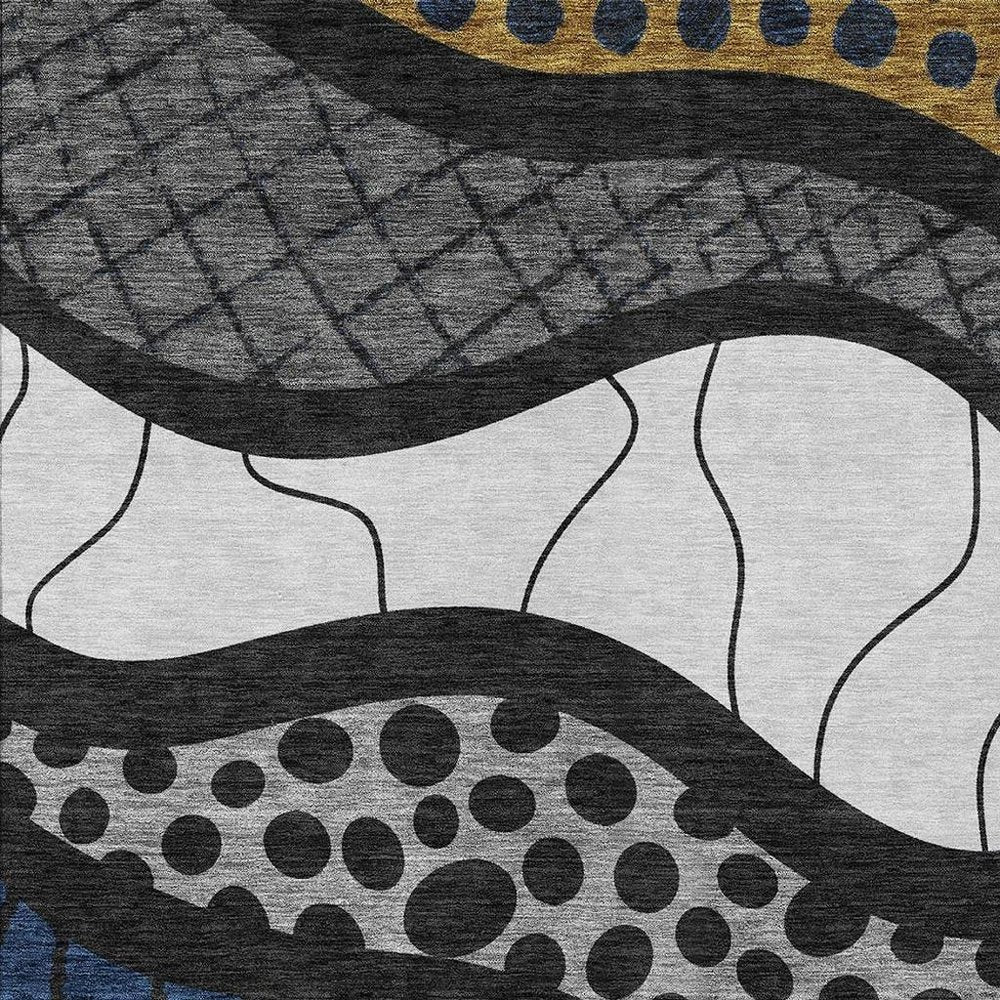 10' X 14' Black And Khaki Abstract Washable Indoor Outdoor Area Rug HomeRoots