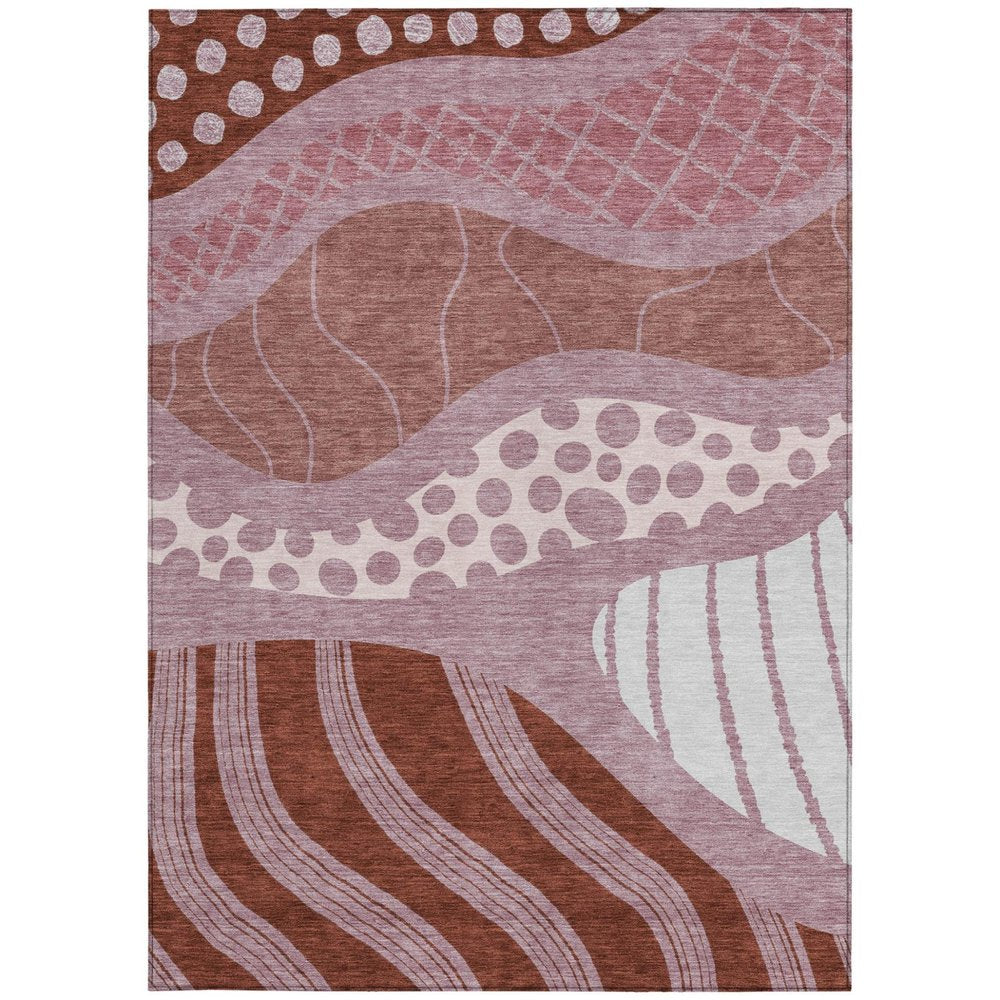 8' X 10' Blush And Brown Abstract Washable Indoor Outdoor Area Rug HomeRoots