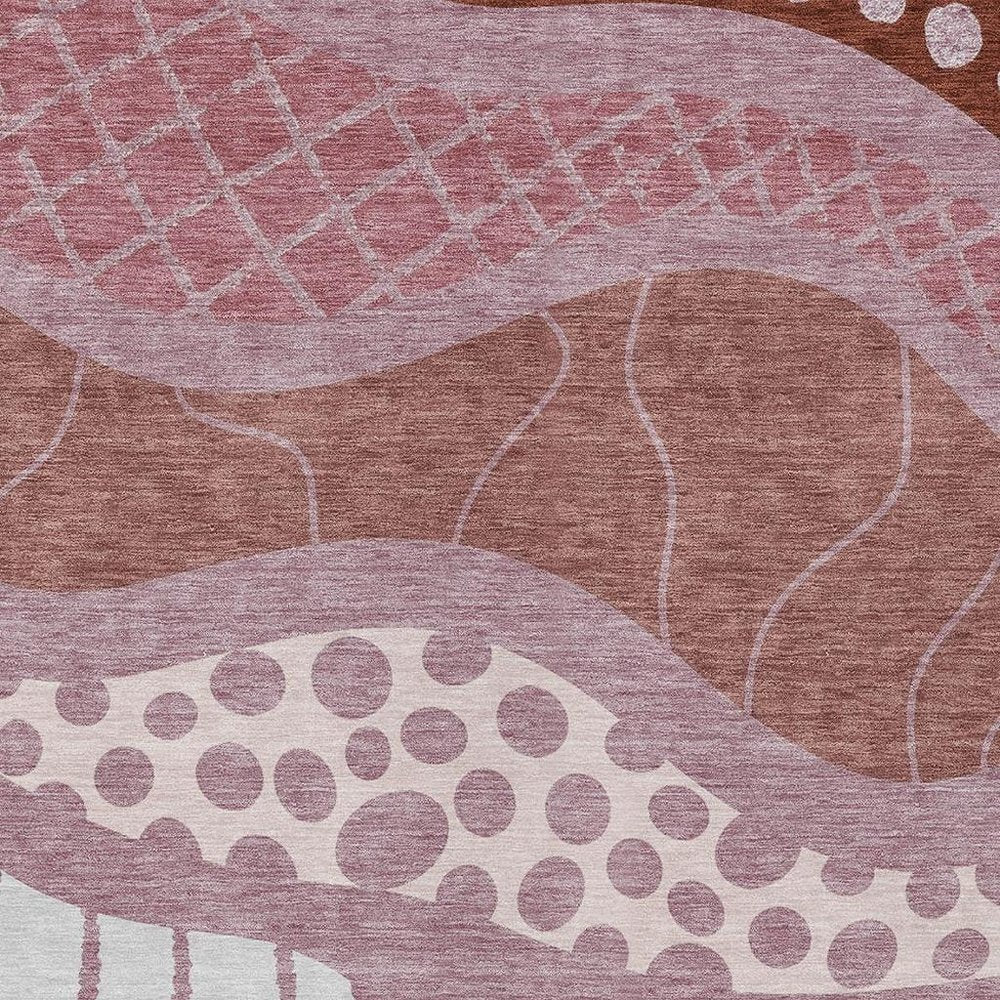 8' X 10' Blush And Brown Abstract Washable Indoor Outdoor Area Rug HomeRoots