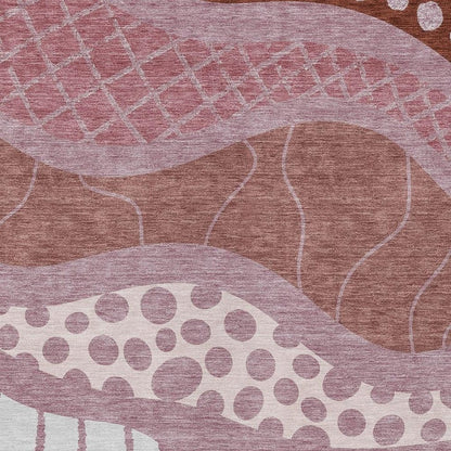 8' X 10' Blush And Brown Abstract Washable Indoor Outdoor Area Rug HomeRoots