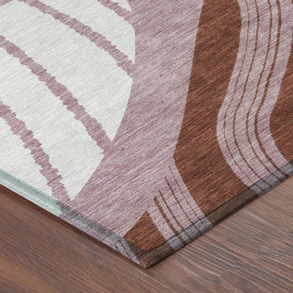 8' X 10' Blush And Brown Abstract Washable Indoor Outdoor Area Rug HomeRoots