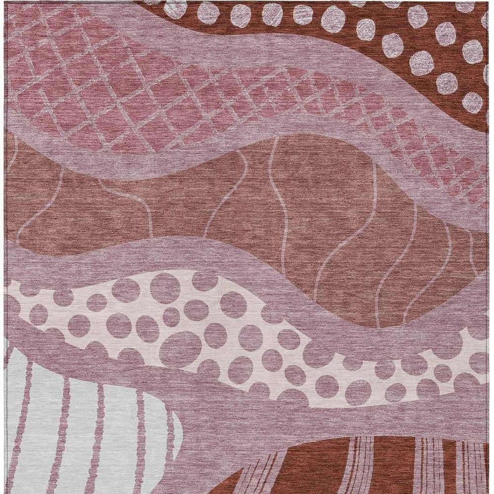 10' X 14' Blush And Brown Abstract Washable Indoor Outdoor Area Rug HomeRoots