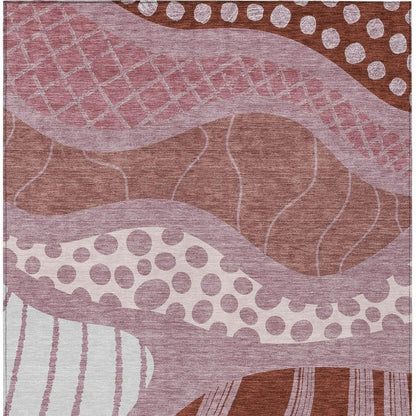 10' X 14' Blush And Brown Abstract Washable Indoor Outdoor Area Rug HomeRoots