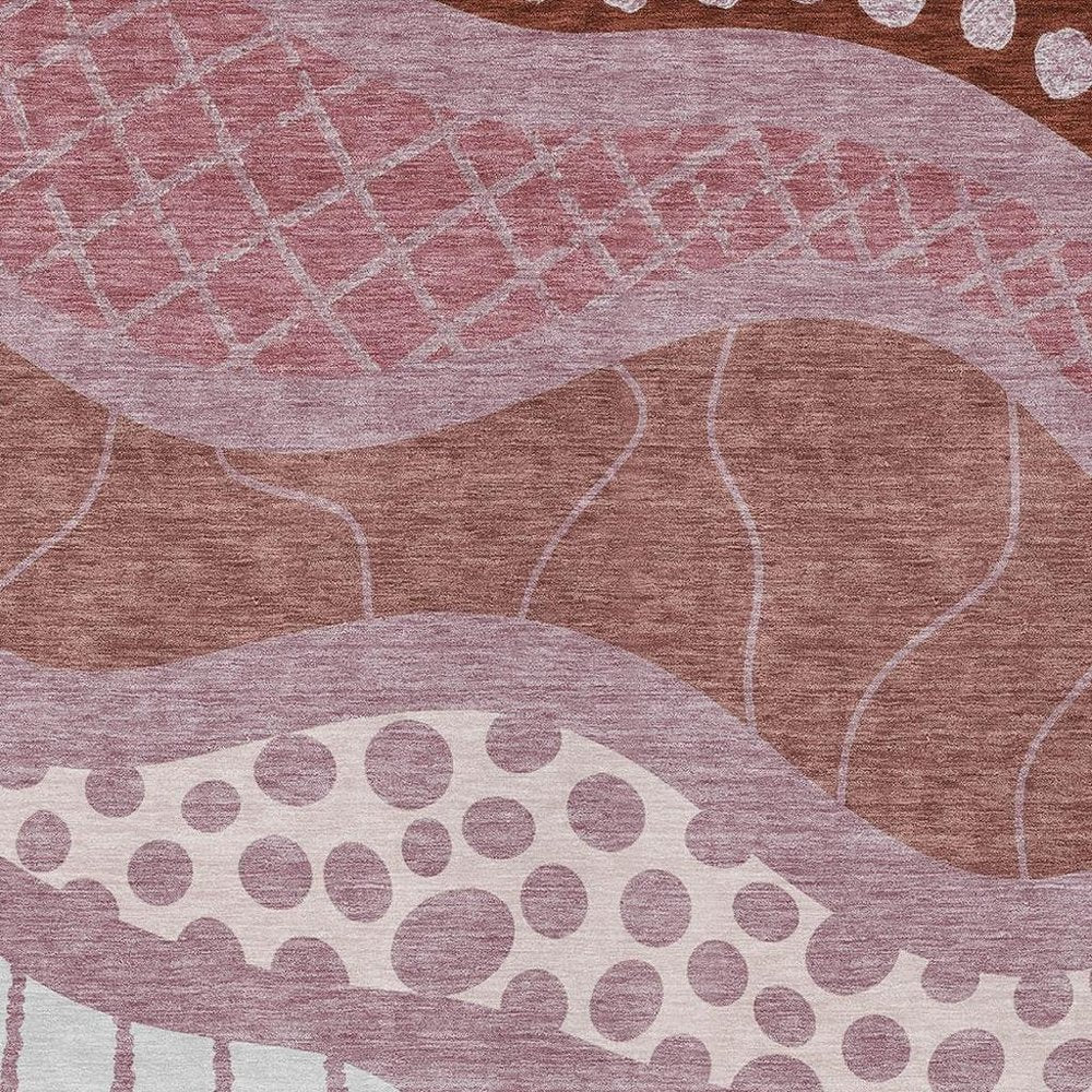 10' X 14' Blush And Brown Abstract Washable Indoor Outdoor Area Rug HomeRoots