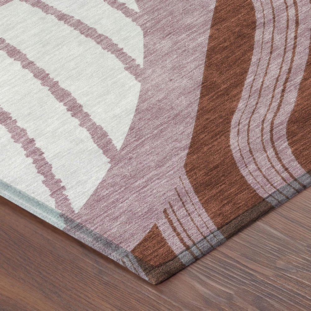 10' X 14' Blush And Brown Abstract Washable Indoor Outdoor Area Rug HomeRoots