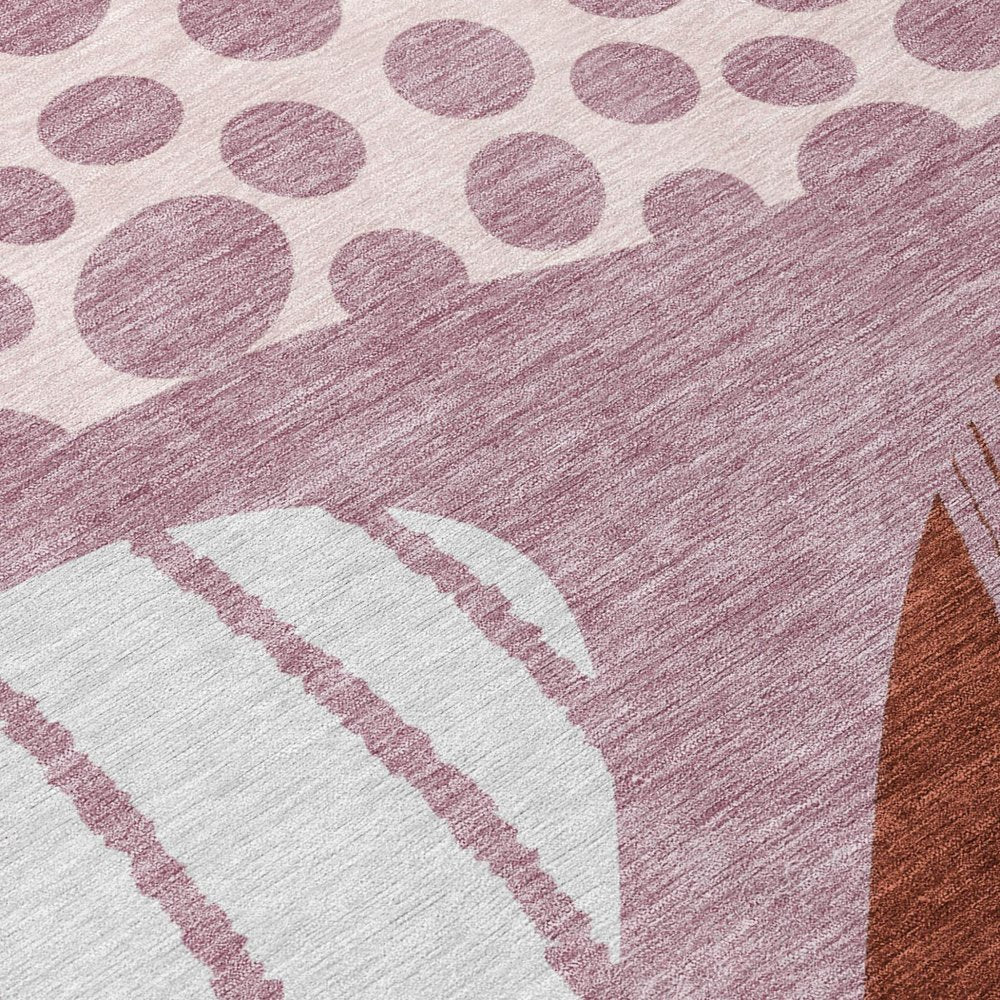 10' X 14' Blush And Brown Abstract Washable Indoor Outdoor Area Rug — view 3