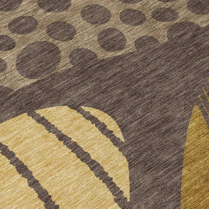 9' X 12' Brown And Gold Abstract Washable Indoor Outdoor Area Rug HomeRoots