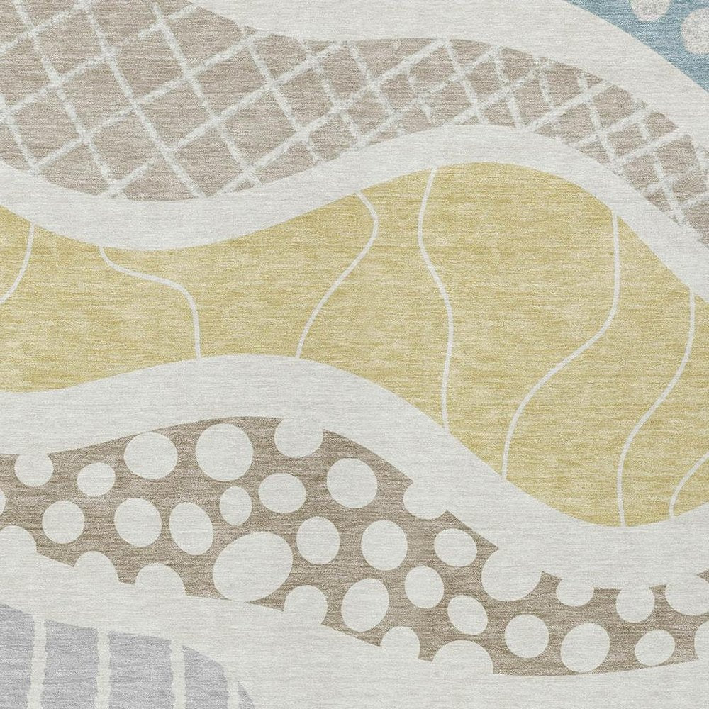 3' X 5' Ivory And Linen Abstract Washable Indoor Outdoor Area Rug HomeRoots