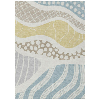 3' X 5' Ivory And Linen Abstract Washable Indoor Outdoor Area Rug HomeRoots