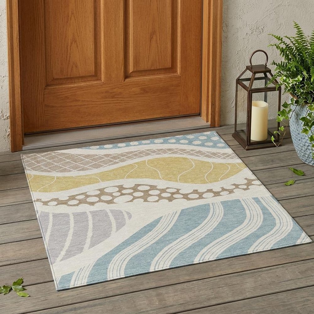 3' X 5' Ivory And Linen Abstract Washable Indoor Outdoor Area Rug HomeRoots