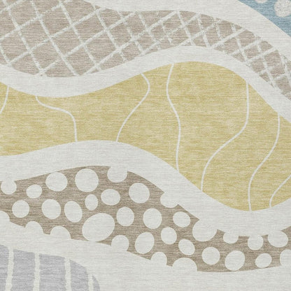 8' X 10' Ivory And Linen Abstract Washable Indoor Outdoor Area Rug HomeRoots