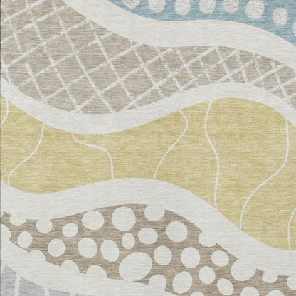 8' X 10' Ivory And Linen Abstract Washable Indoor Outdoor Area Rug HomeRoots