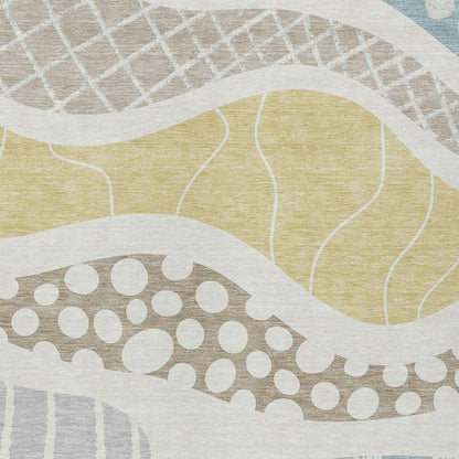 9' X 12' Ivory And Linen Abstract Washable Indoor Outdoor Area Rug HomeRoots