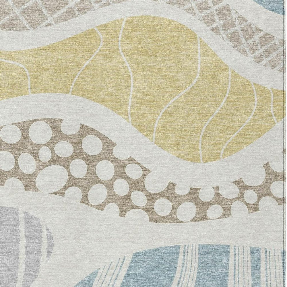 9' X 12' Ivory And Linen Abstract Washable Indoor Outdoor Area Rug HomeRoots