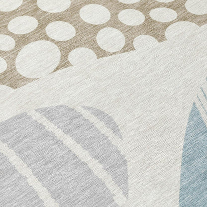 9' X 12' Ivory And Linen Abstract Washable Indoor Outdoor Area Rug HomeRoots
