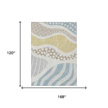10' X 14' Ivory And Linen Abstract Washable Indoor Outdoor Area Rug HomeRoots