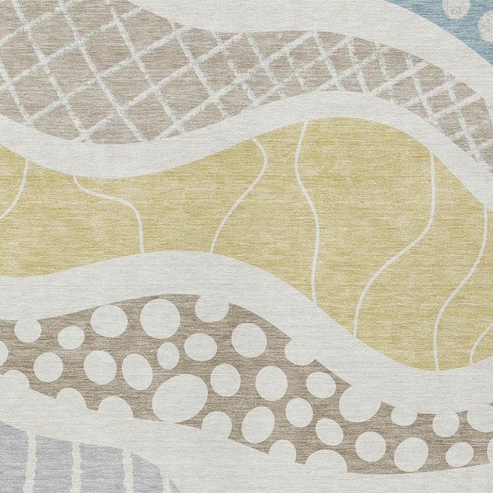 10' X 14' Ivory And Linen Abstract Washable Indoor Outdoor Area Rug HomeRoots