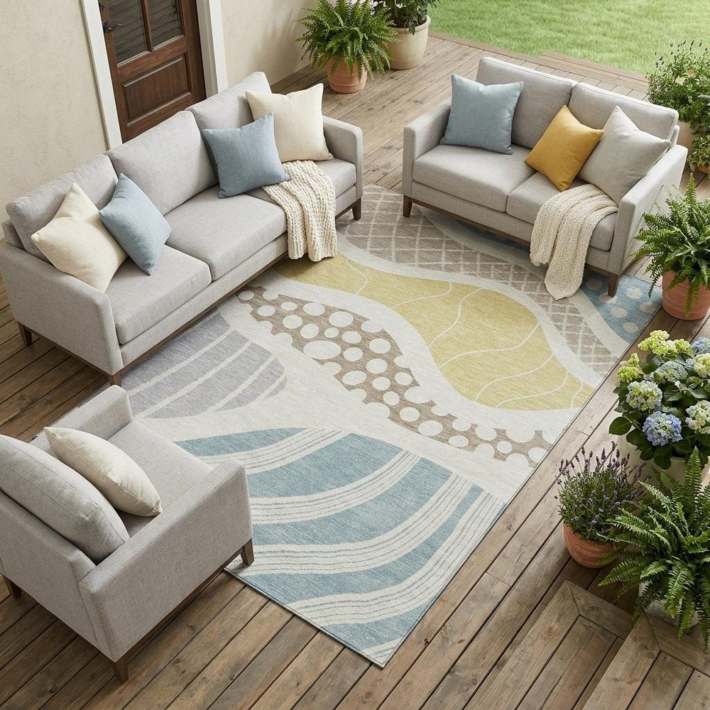 10' X 14' Ivory And Linen Abstract Washable Indoor Outdoor Area Rug HomeRoots