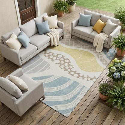 10' X 14' Ivory And Linen Abstract Washable Indoor Outdoor Area Rug HomeRoots