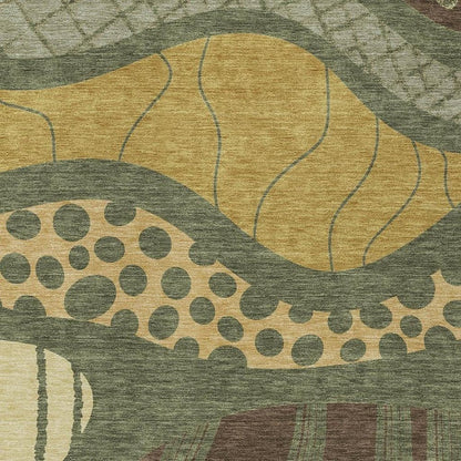 10' X 14' Olive Green And Blue Abstract Washable Indoor Outdoor Area Rug HomeRoots