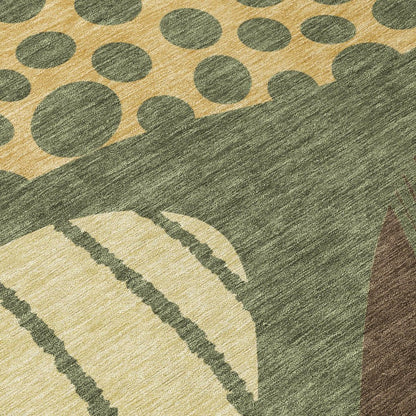 10' X 14' Olive Green And Blue Abstract Washable Indoor Outdoor Area Rug HomeRoots