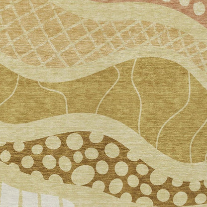 3' X 5' Wheat And Graphite Abstract Washable Indoor Outdoor Area Rug HomeRoots