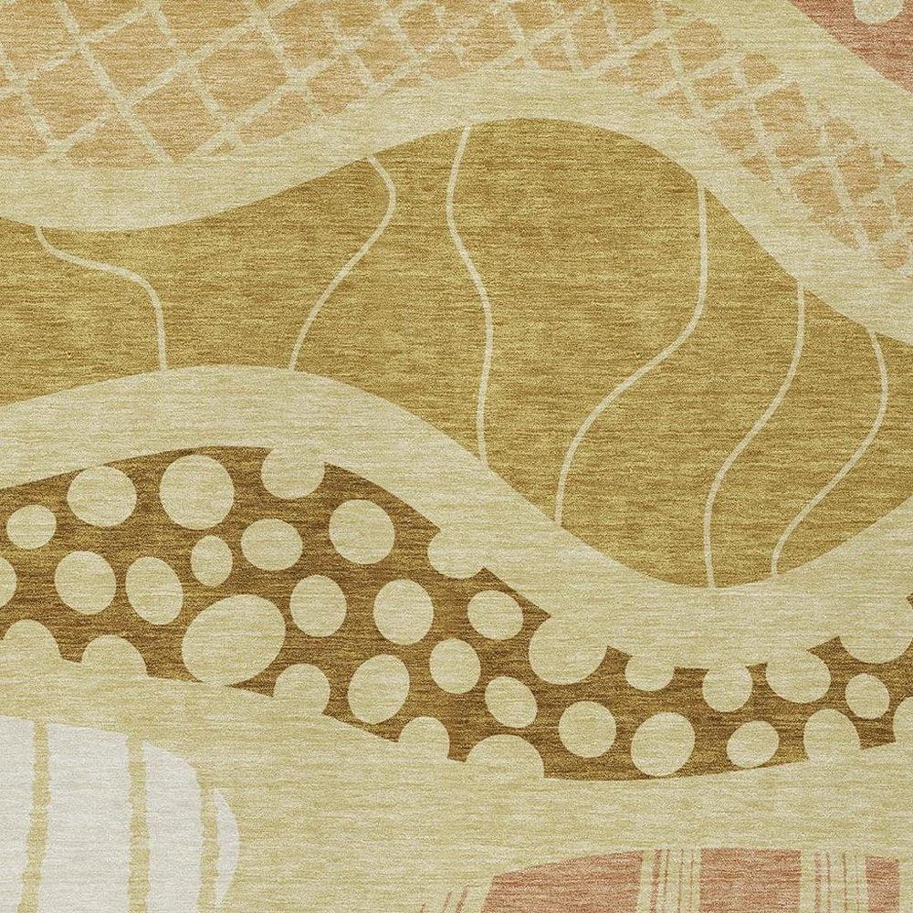 5' X 8' Wheat And Graphite Abstract Washable Indoor Outdoor Area Rug HomeRoots
