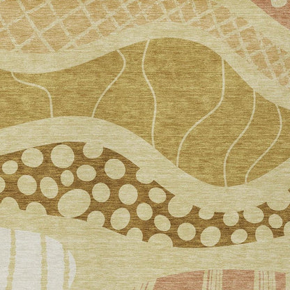 5' X 8' Wheat And Graphite Abstract Washable Indoor Outdoor Area Rug HomeRoots
