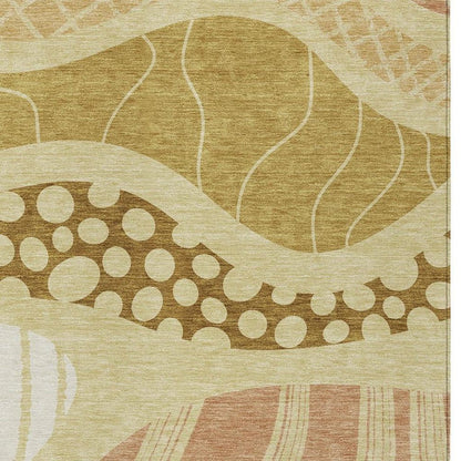 5' X 8' Wheat And Graphite Abstract Washable Indoor Outdoor Area Rug HomeRoots