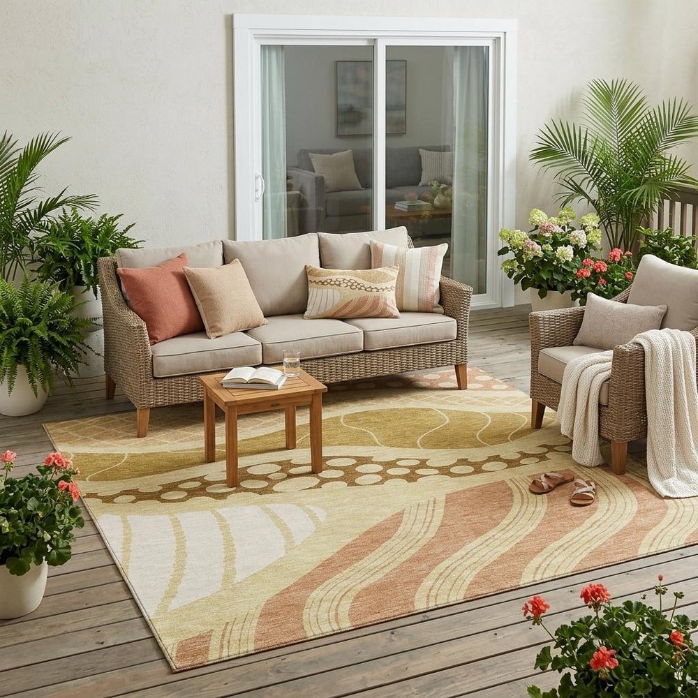 5' X 8' Wheat And Graphite Abstract Washable Indoor Outdoor Area Rug HomeRoots