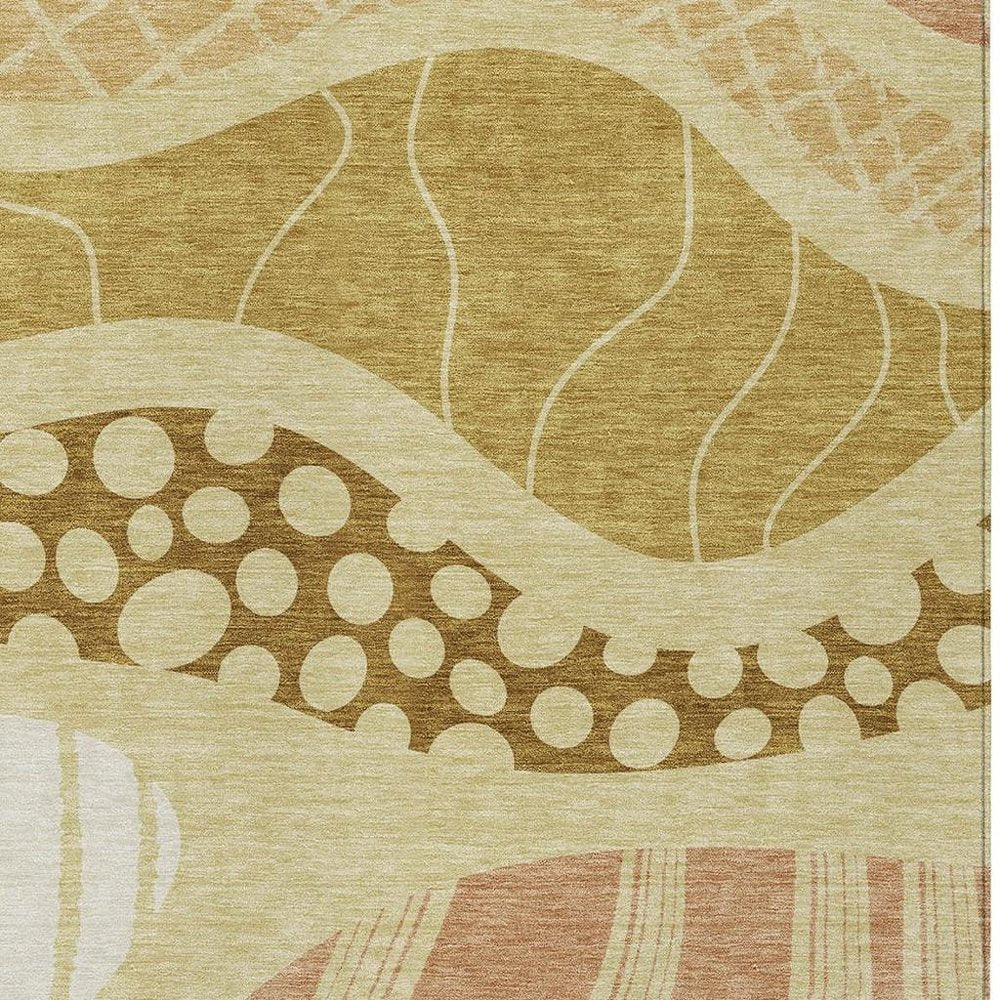 8' X 10' Wheat And Graphite Abstract Washable Indoor Outdoor Area Rug HomeRoots